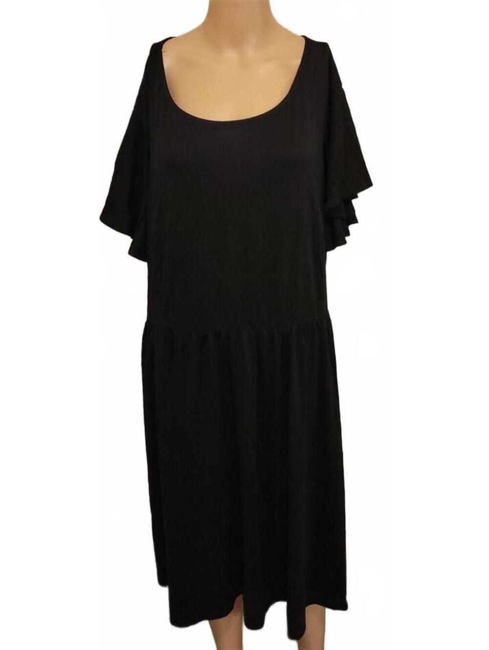 Women's Nemidor Vintage Black Flutter Sleeve Midi Flare Plus Size 26 Work Dress